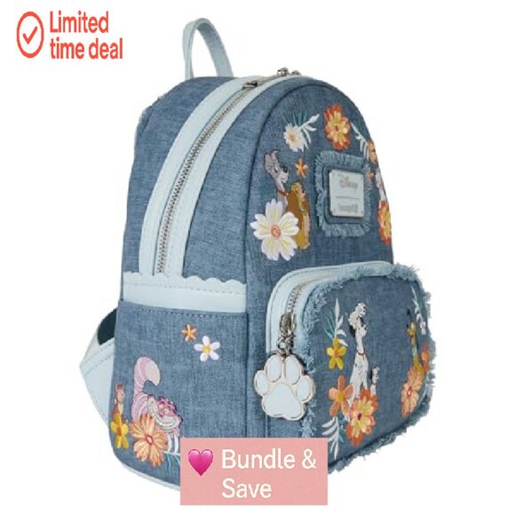 Mini Denim Fringe Backpack with Disney Pets Embroidery - Picture 4 of 6